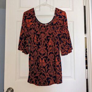 Paisley Tunic with Bell Sleeves